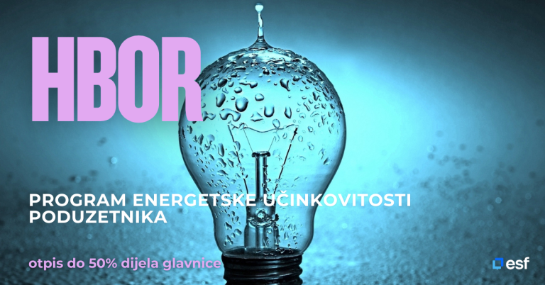 Ova slika prikazuje osnovne informacije HBOR Program energetske učinkovitosti poduzetnika