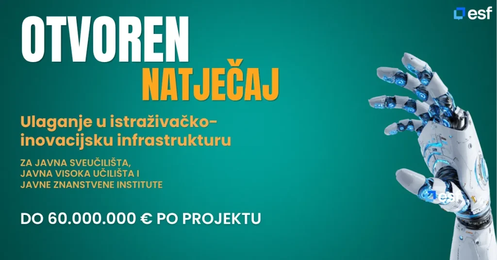 Prikazuje glavne informacije za natječaj Ulaganje u istraživačko-inovacijsku infrastrukturu